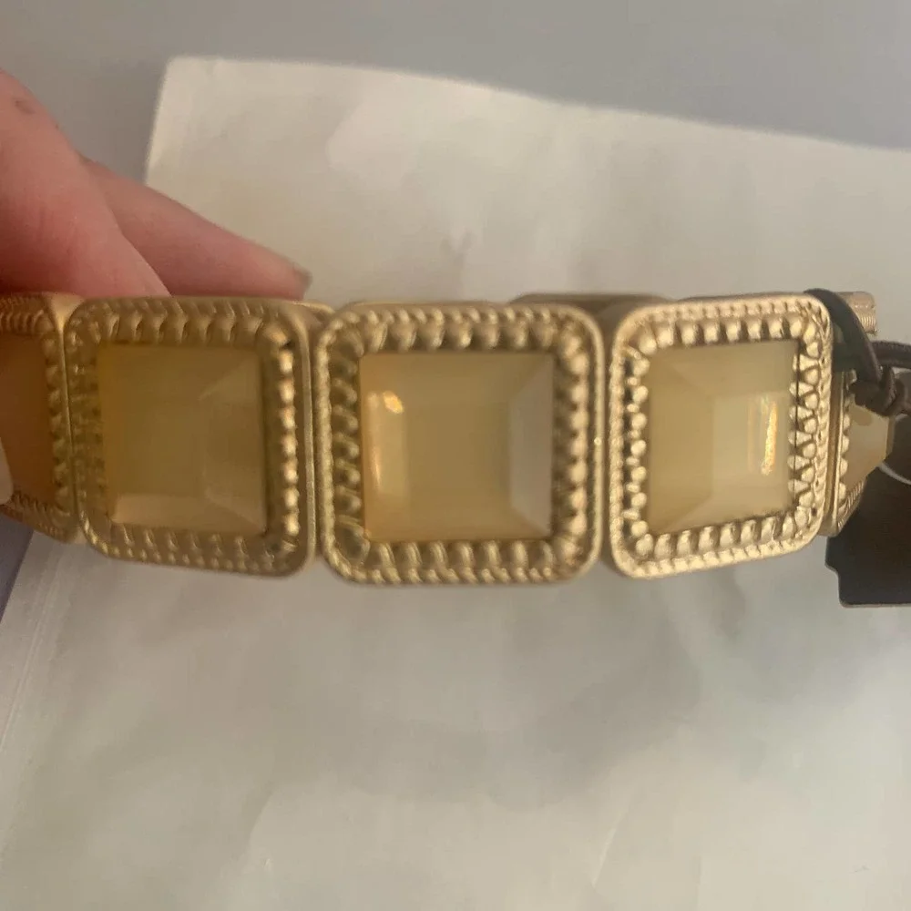 Rain-champagne square gem bracelet NWT, preppy, quiet luxury